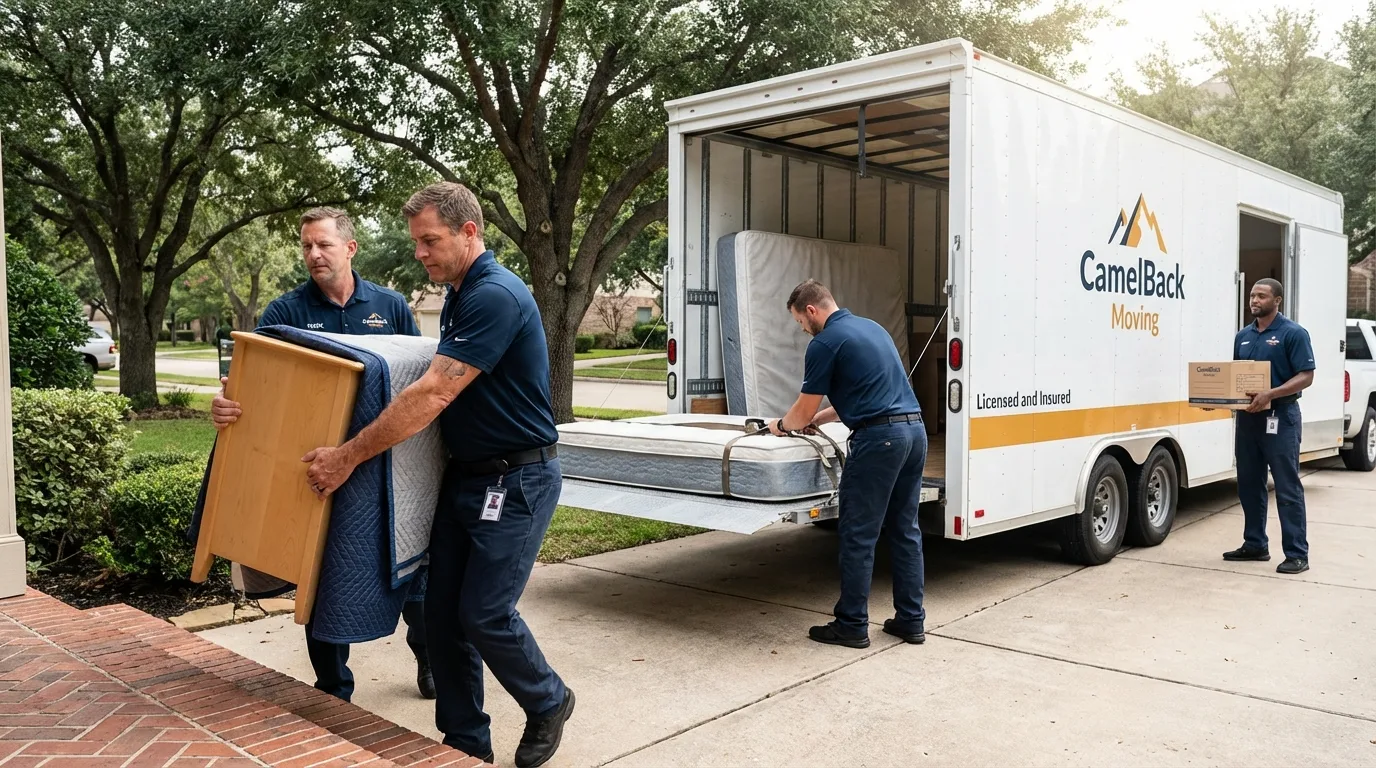 Crew loading residential truck for cross-state move from Coffeyville, KS