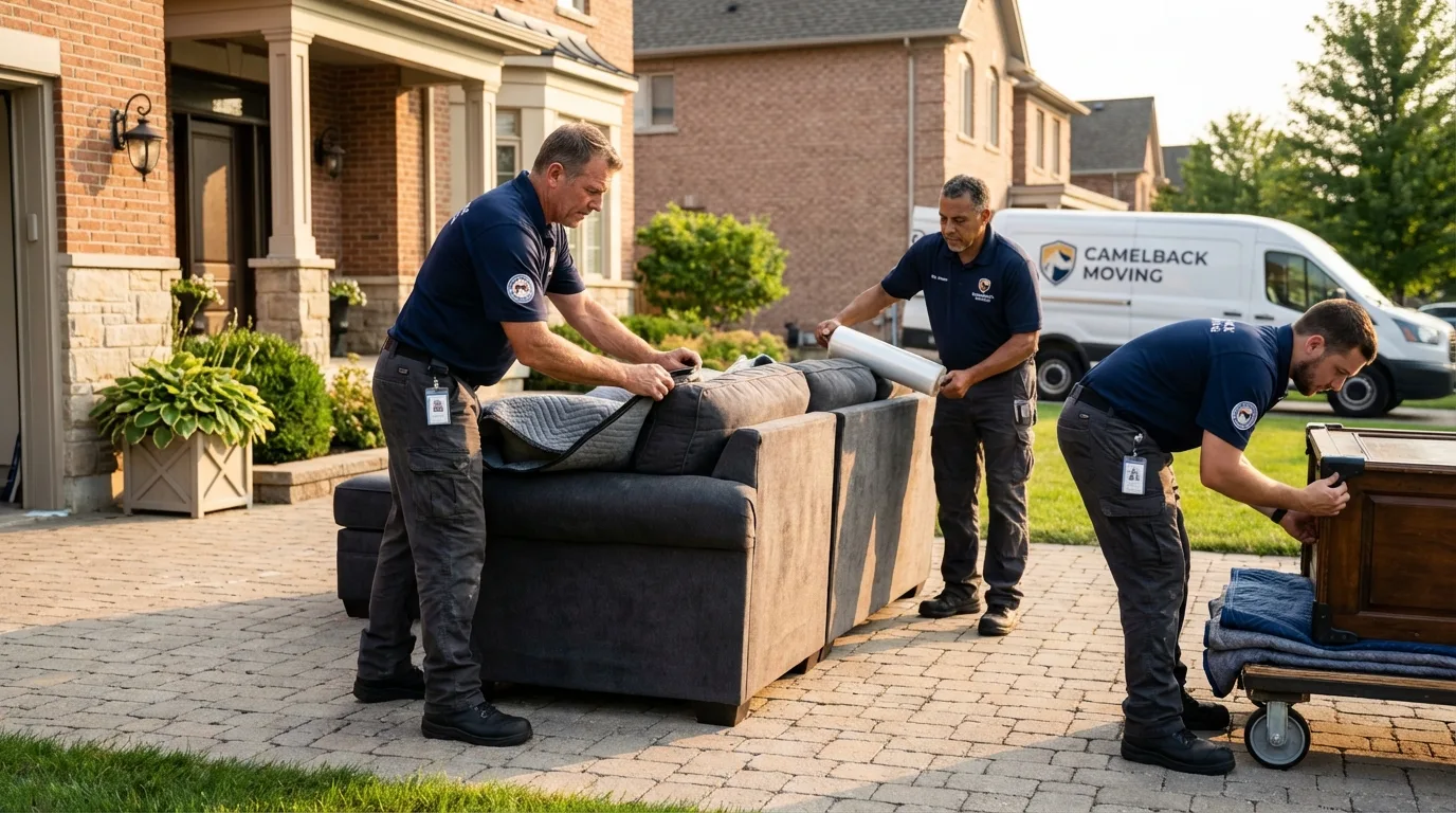 Large estate moving crew wrapping furniture in Coffeyville, KS
