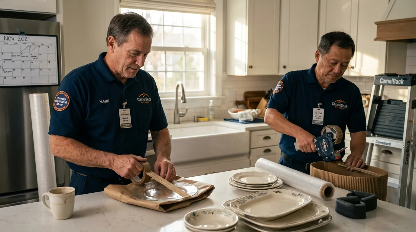 Professional crew packing kitchen dishware in Coffeyville, KS